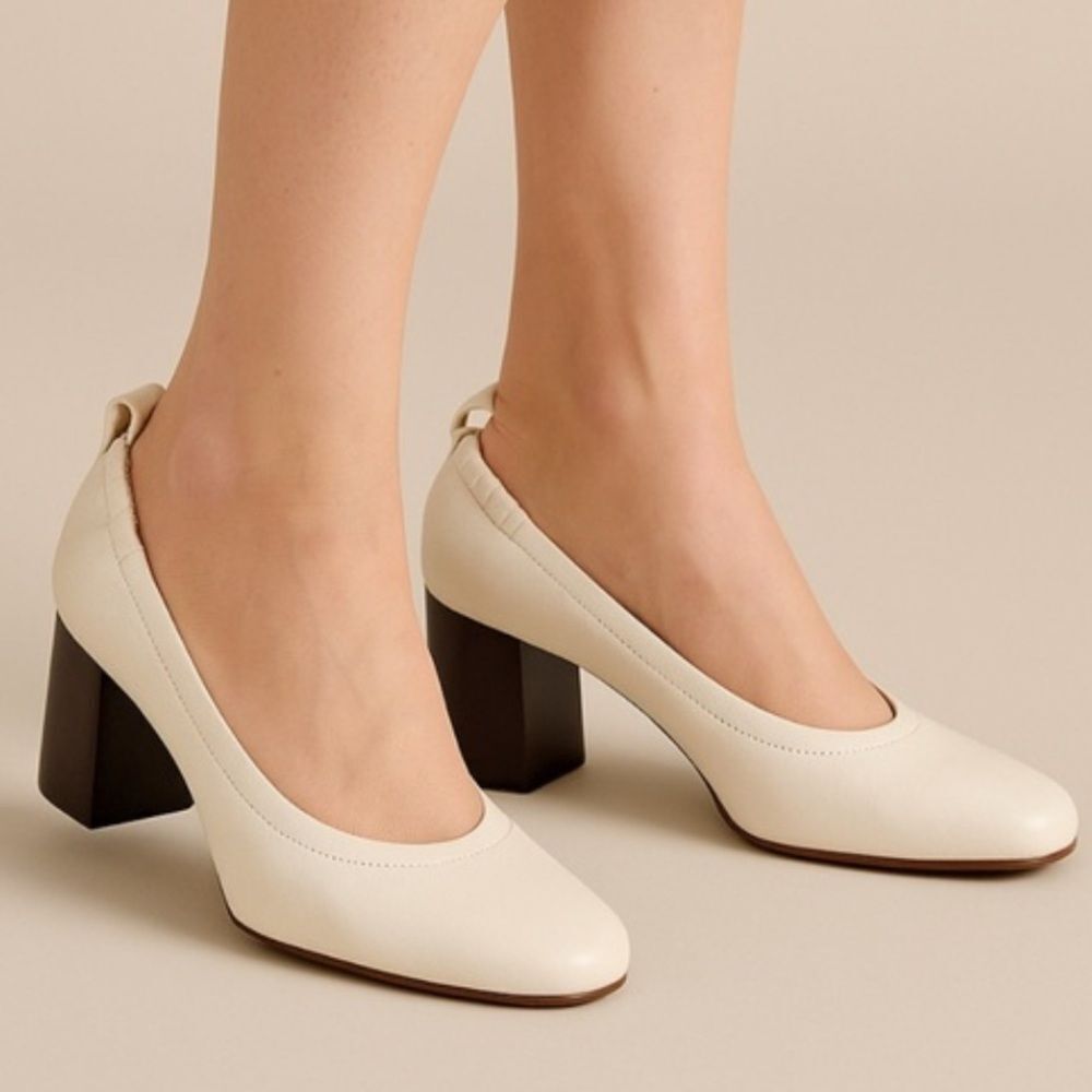 Everlane The Day Heel in Bone Italian Leather 9.5